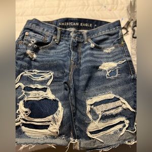 American Eagle Jean Short Size 28 Airflex Distressed Ripped 28 Long